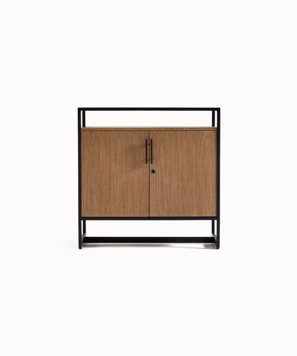 Clean Line Walnut Tone Compact Footprint Spirits Console